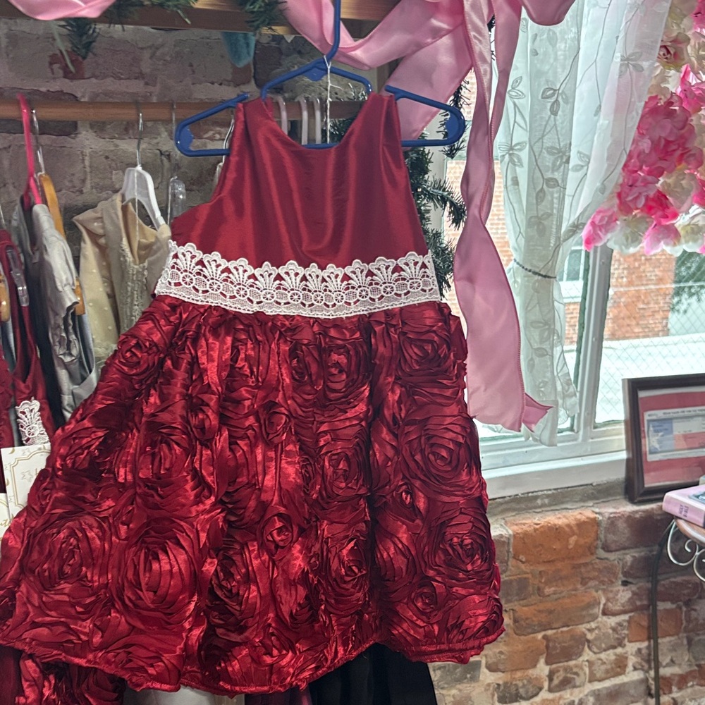 Abella Red and White Formal Kids Dress